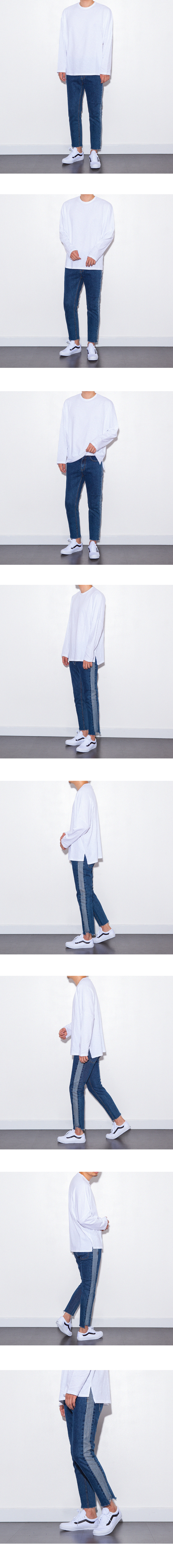 Korea Jeans Pants 424 Tapered Side Line Coloration