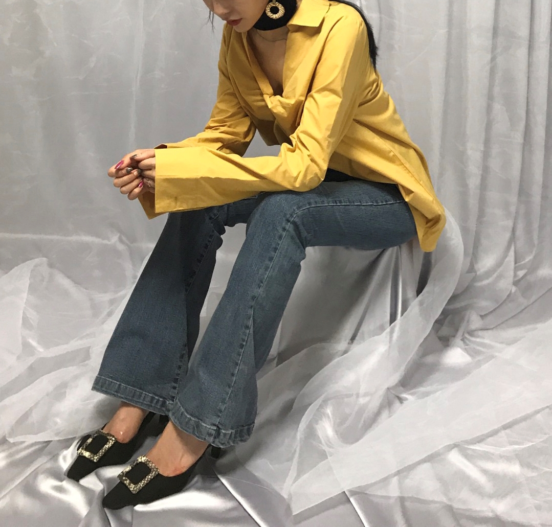 Between green twist shirt loose vivid year-end mee