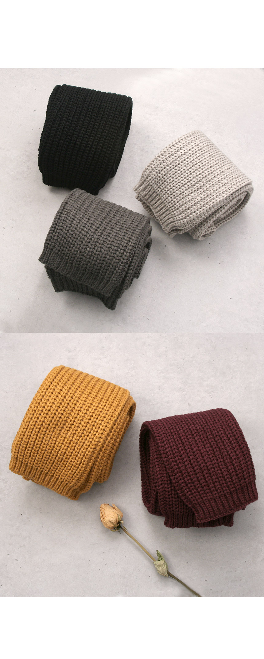 Petit knit short muffler Modern basic design Simpl