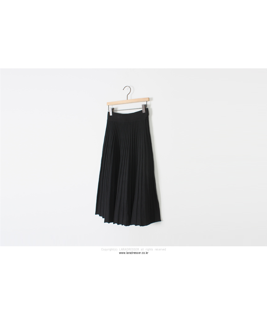 Pleated Bending Knit Skirt - Flare Long Gol Mermai