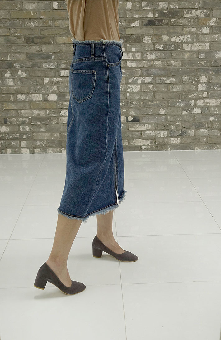 Vintage A-line denim long skirt tidy, stylish cute
