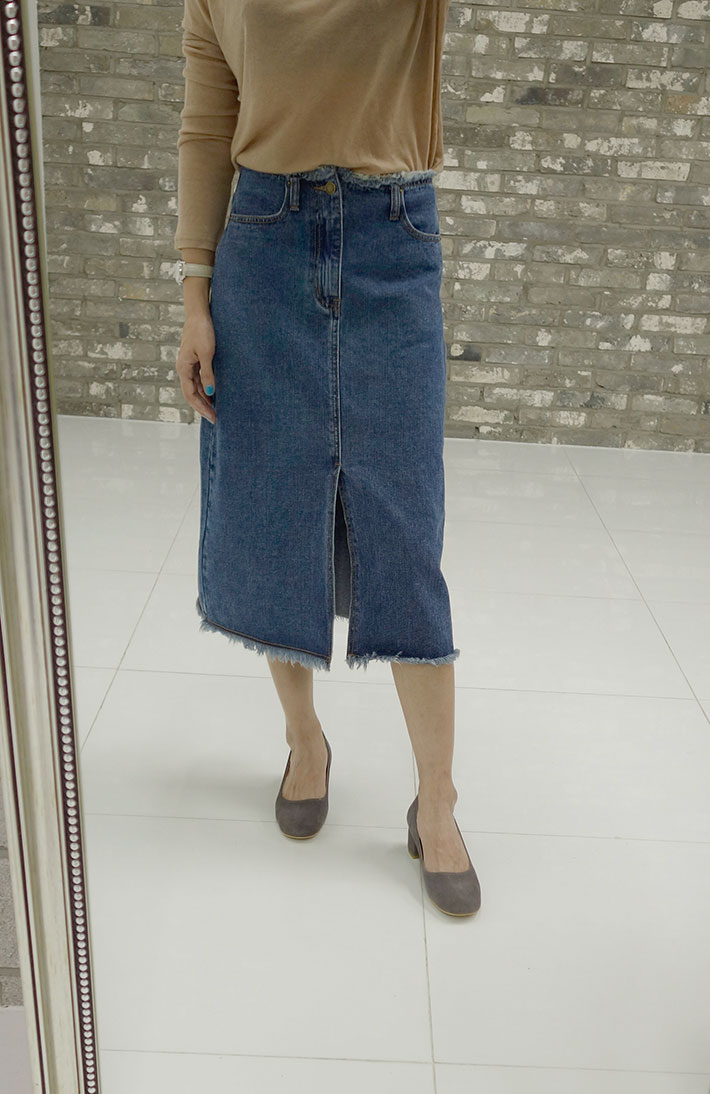 Vintage A-line denim long skirt tidy, stylish cute