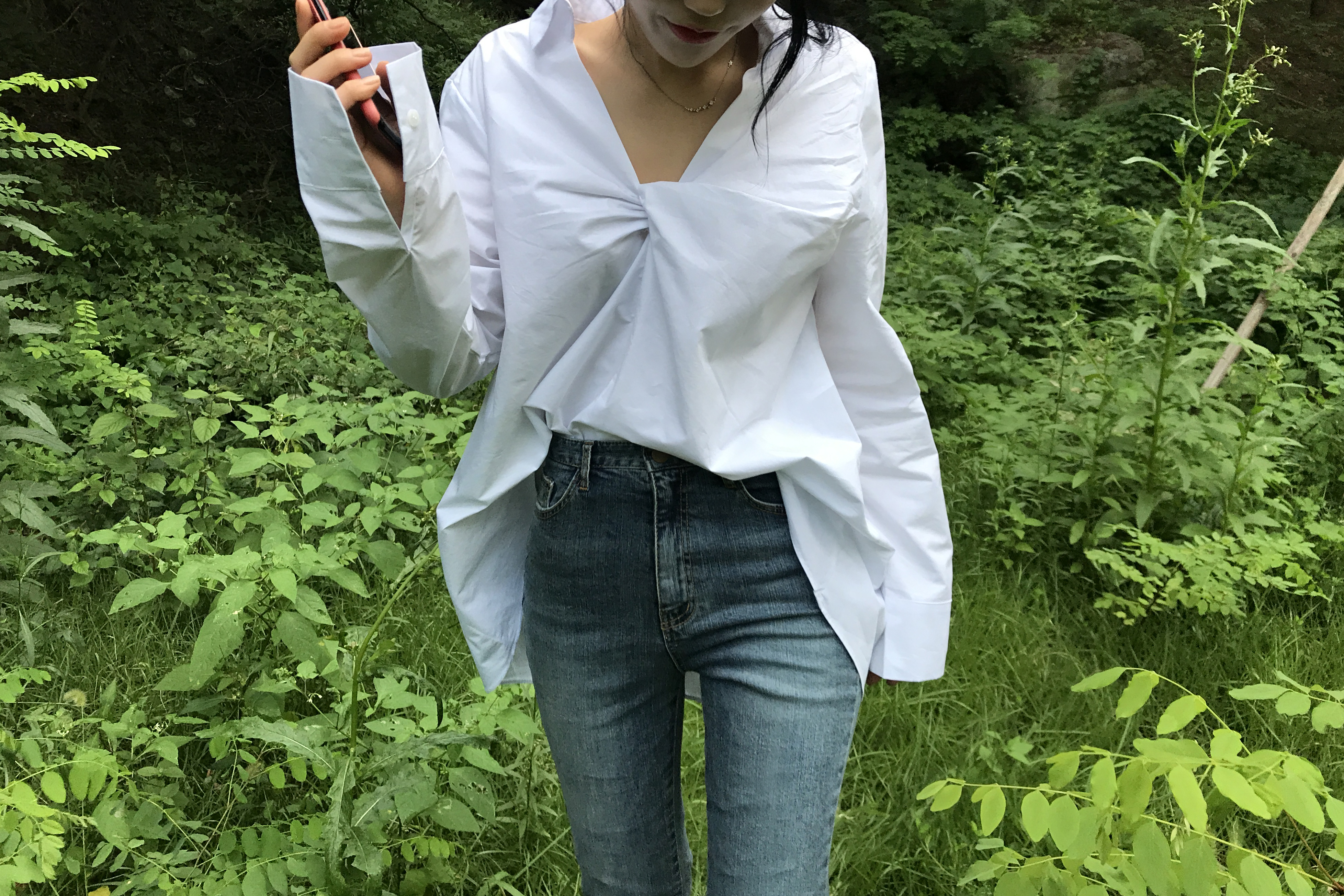 Between green twist shirt loose vivid year-end mee