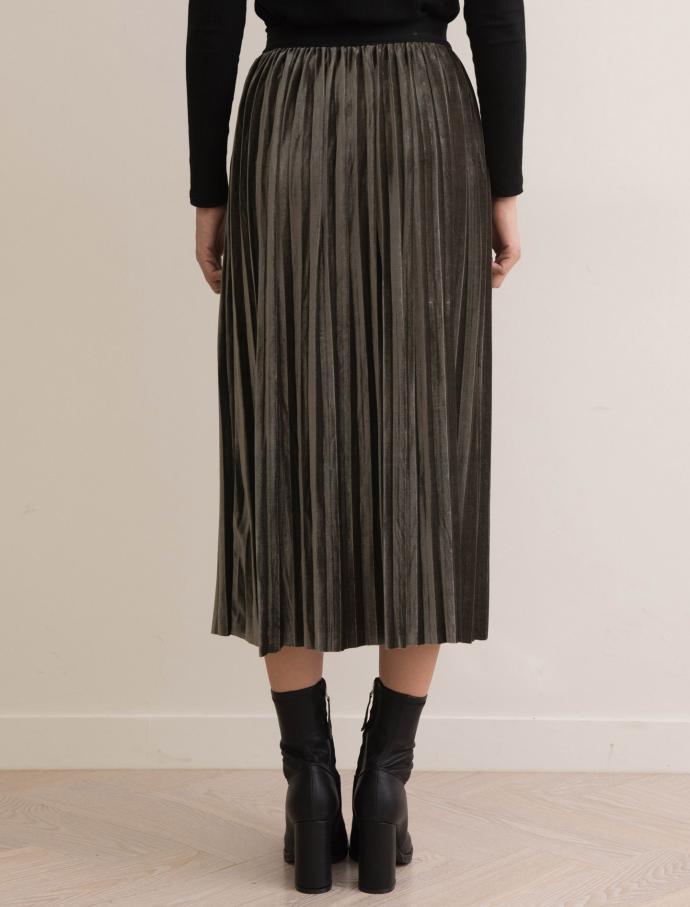 Velvet metal pleated skirt wrinkled long