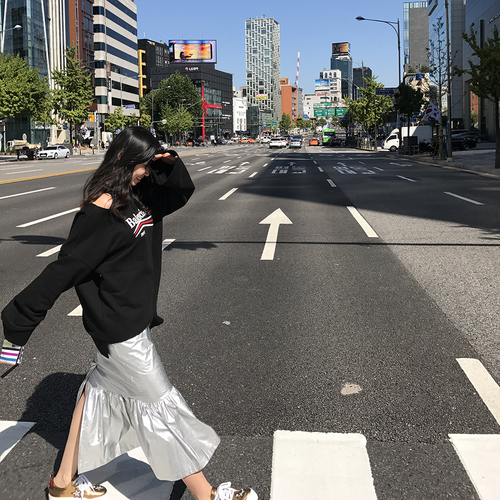 Long sleeve skirt with half-bending 30-piece women