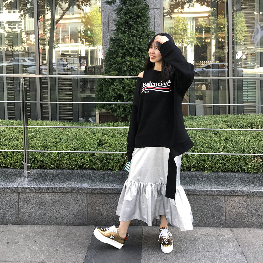 Long sleeve skirt with half-bending 30-piece women