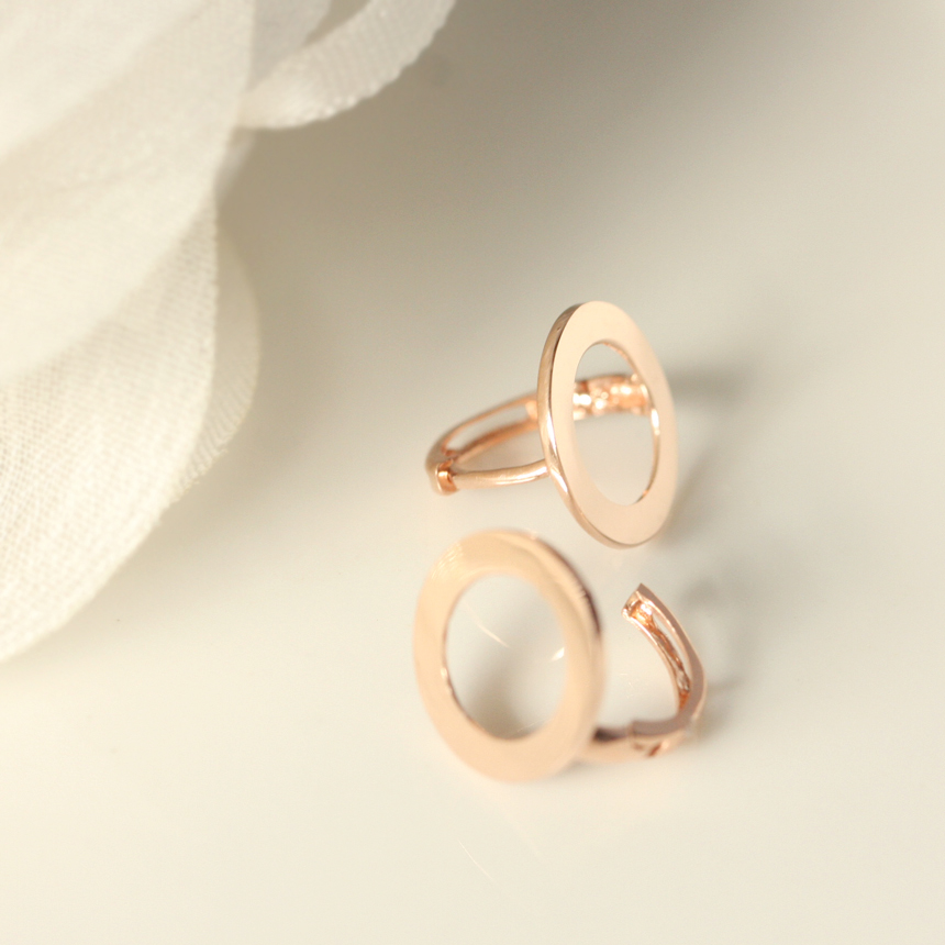 14k rose pink gold one-touch earrings Daily 20 Gir