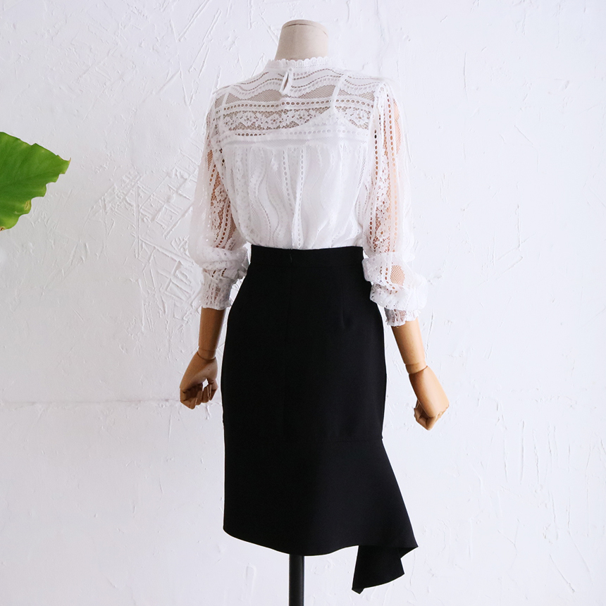 Female Sexy Black Uncut Cutting Mini Skirt Cutting