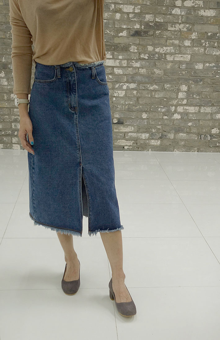 Vintage A-line denim long skirt tidy, stylish cute
