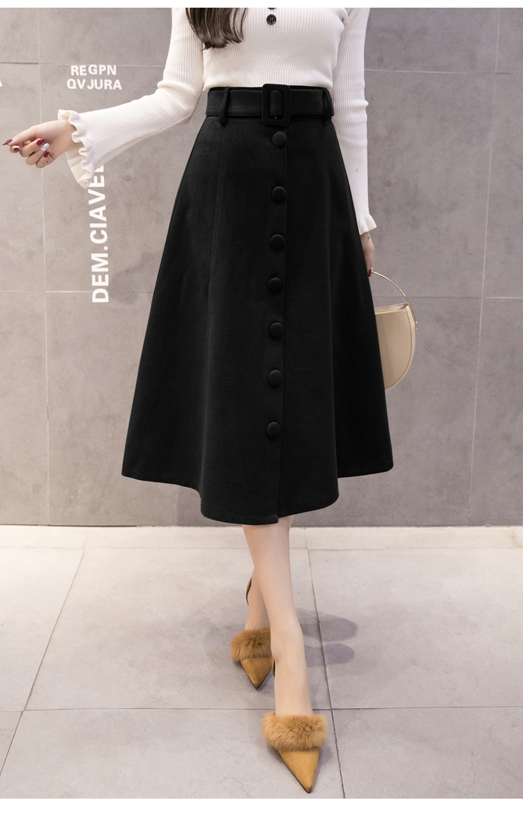 Women's wool long skirts A line skirts 30s Norm