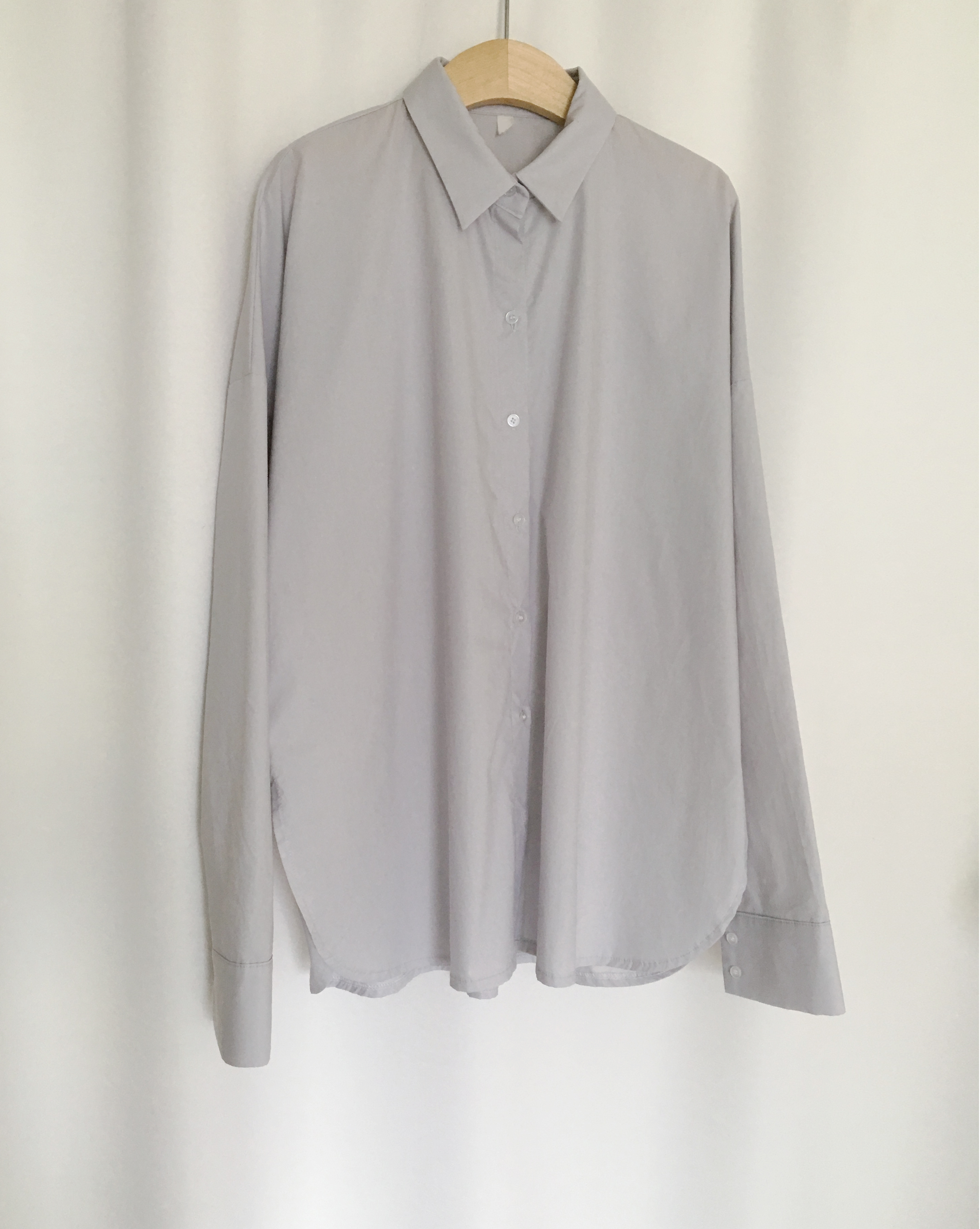 Round-top shirt Basic loose-fitting khaki gray O B