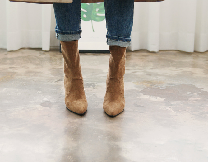 RN-7177 Color Suede Ankle Boots Slim, luxurious lo