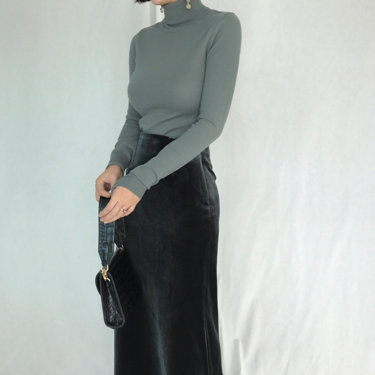 Verzin Velvet Velor Mermaid Long Skirt 4 color Tre