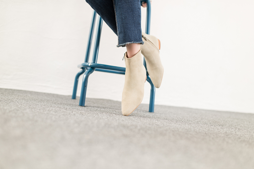 Cowhide Suede Ankle Boots 2.0cm Bonnie and Room Wo