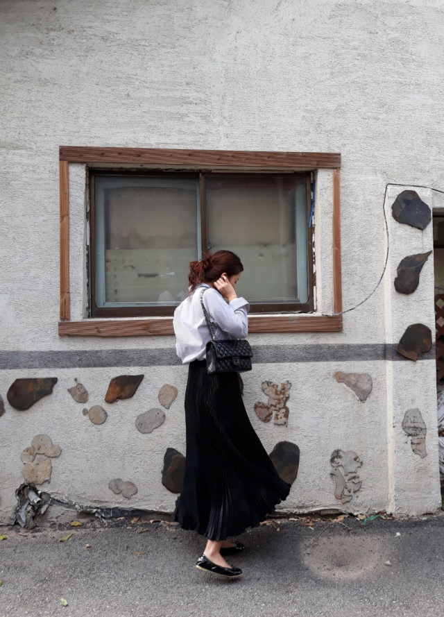 Autumn Stripe Cotton Navy Basic Pitch Women's S