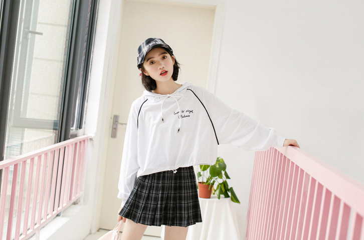 Check pattern A line mini skirt collar skirt patte