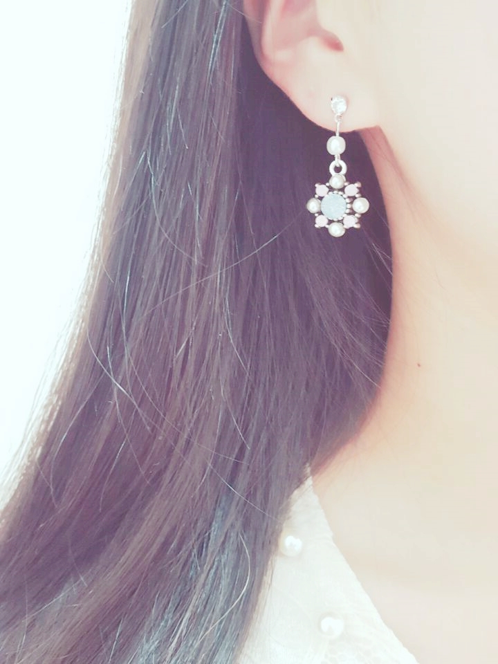 Pastel Pearl Flower Earrings Handmade Women Women&