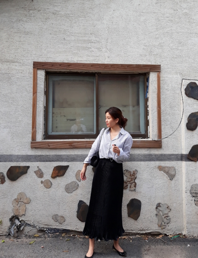 Autumn Stripe Cotton Navy Basic Pitch Women's S