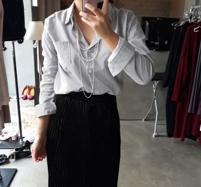 Autumn Stripe Cotton Navy Basic Pitch Women's S