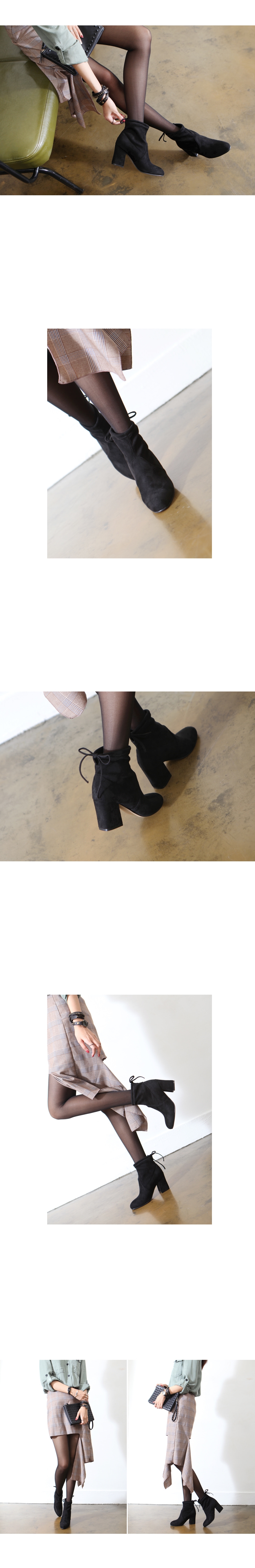 Suede Middle Heel Angle Boots 7.8cm Ankle Hoop Rou