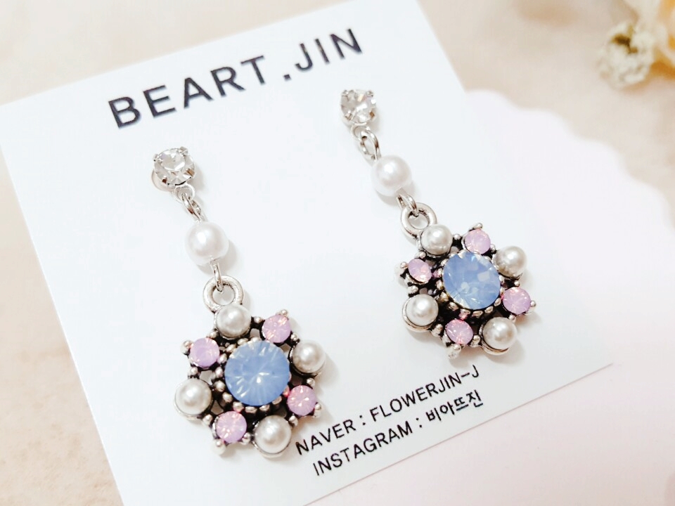 Pastel Pearl Flower Earrings Handmade Women Women&