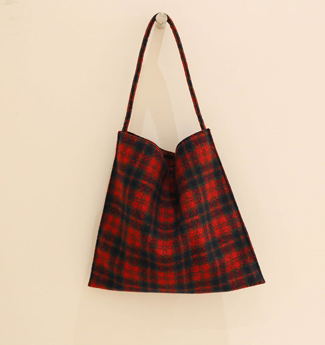 Wool Check Eco Bag Tartan Shoulder Bag - NJM1360 C