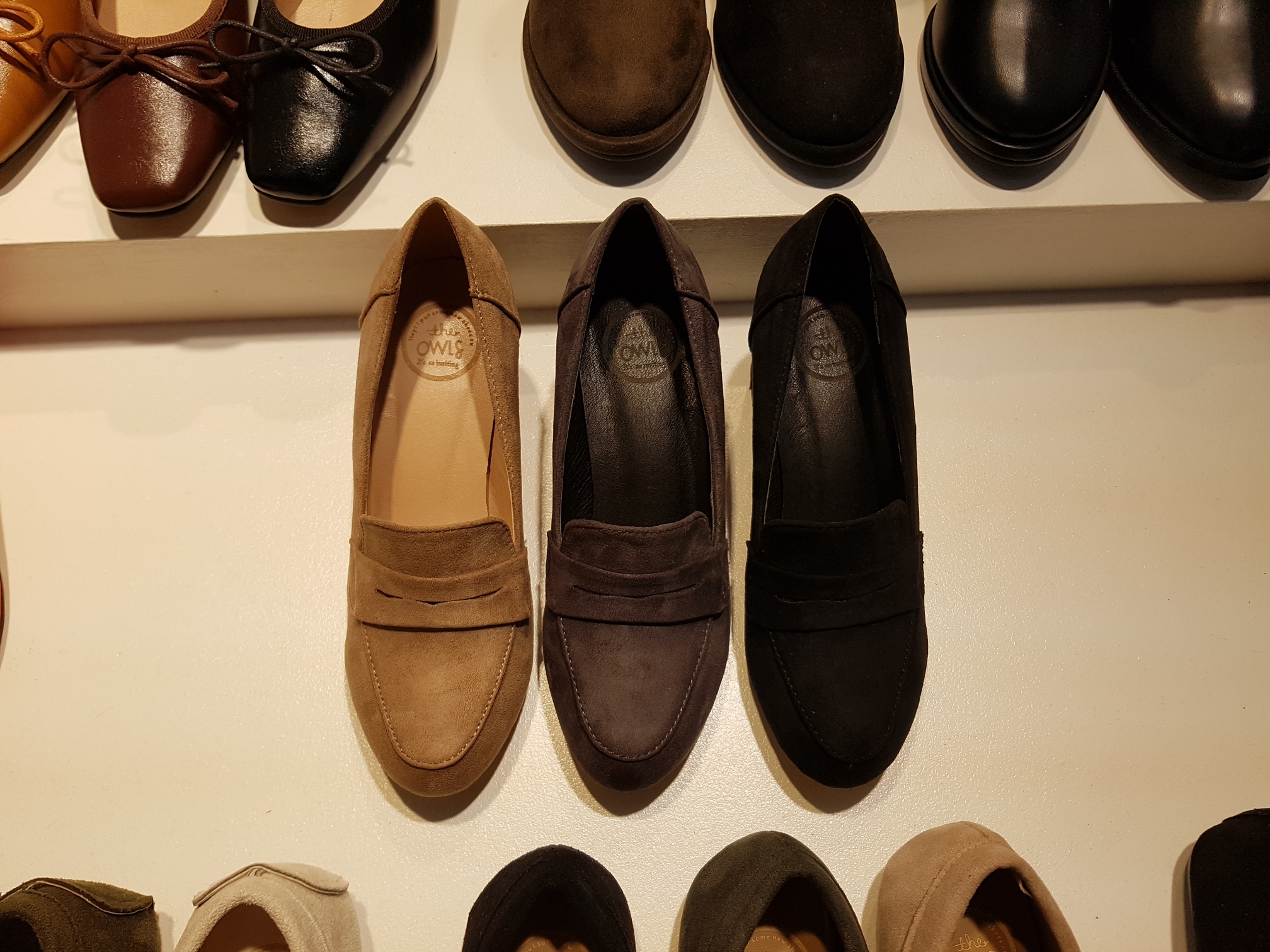 Suede Tongue Looper Pumps 6cm Black Gray Beige Sho