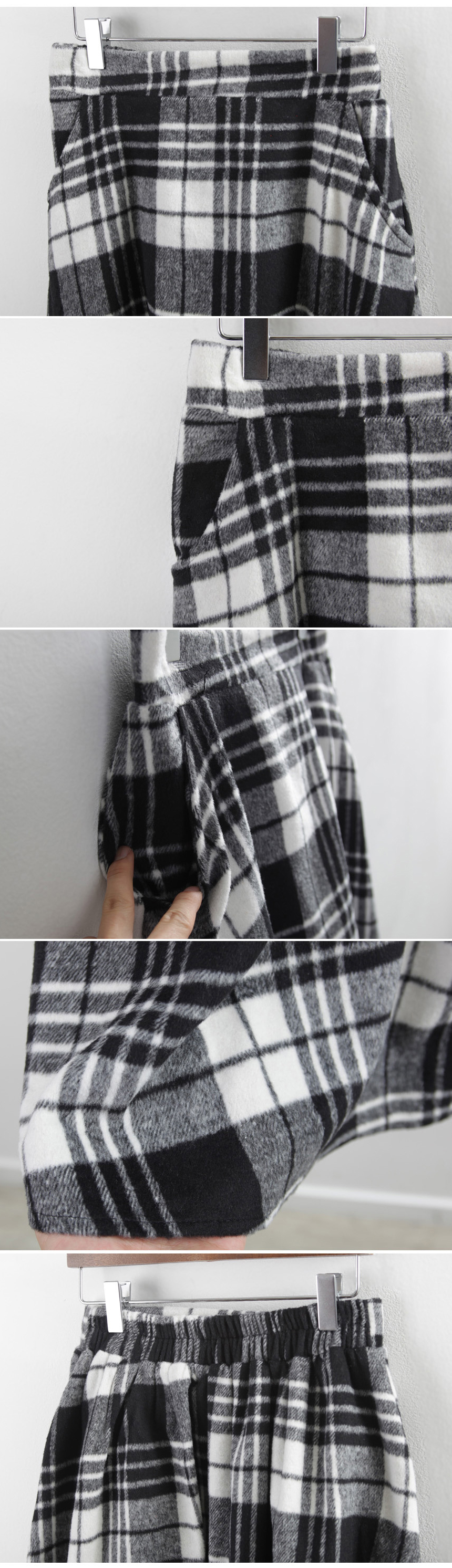 Check wool long flare skirt Midi 20s 4 Misaki look