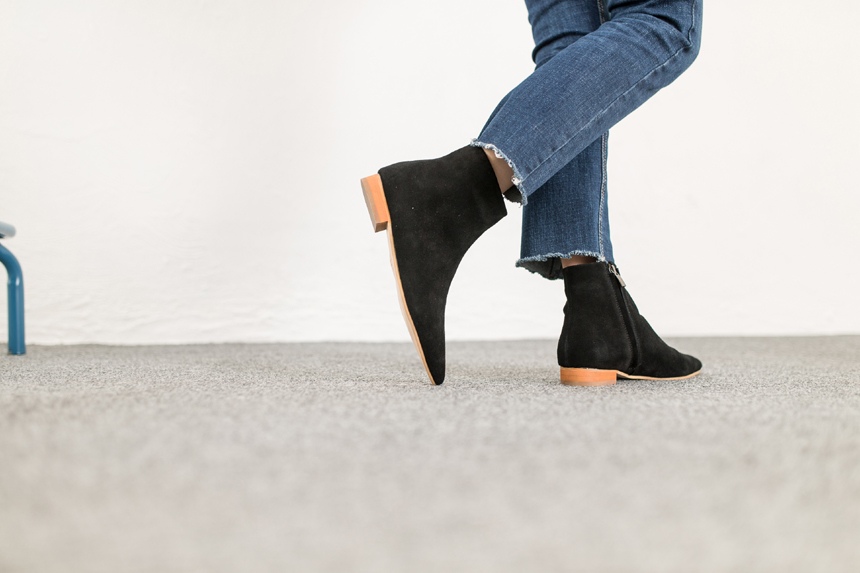 Cowhide Suede Ankle Boots 2.0cm Bonnie and Room Wo
