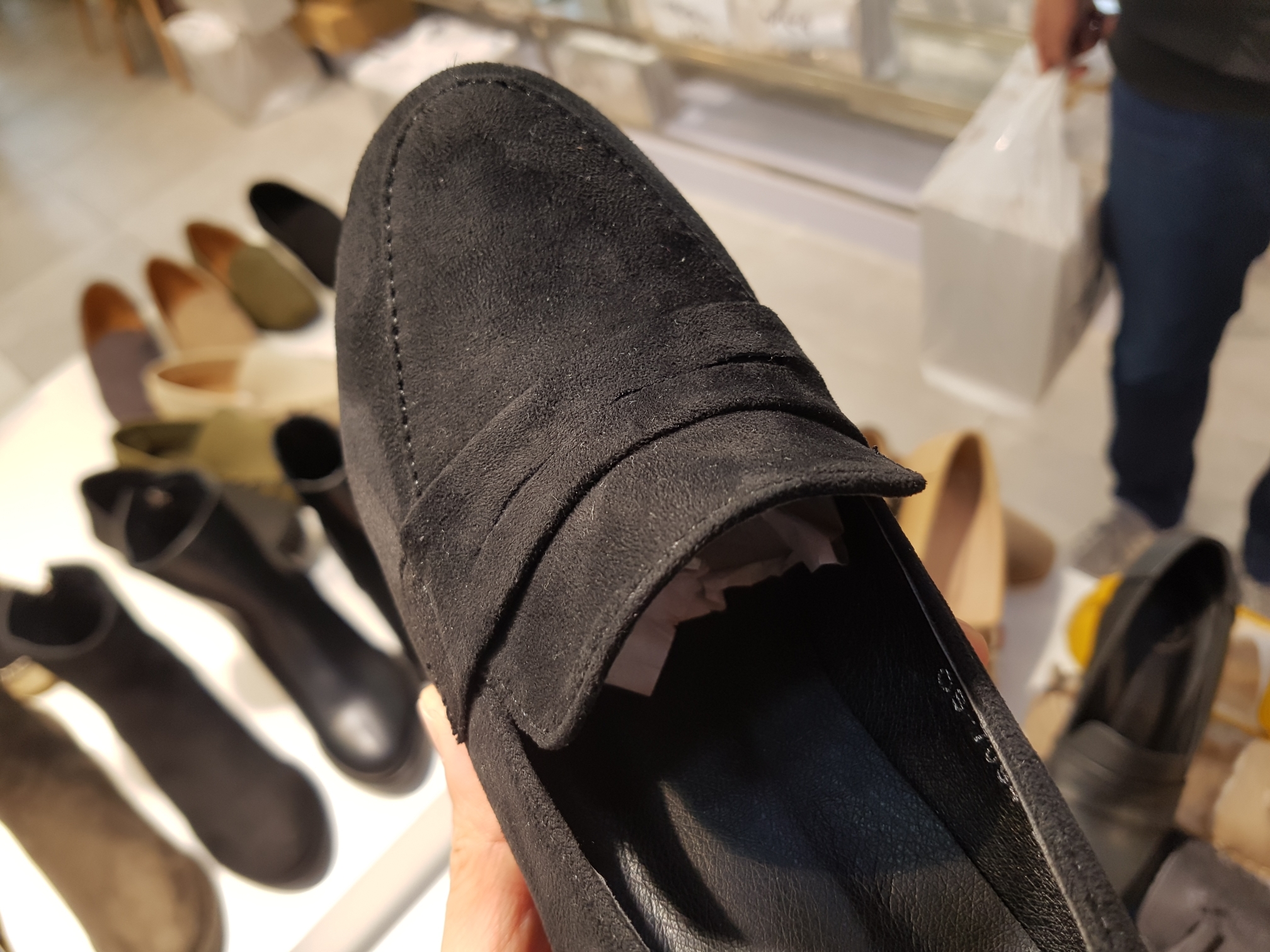 Suede Tongue Looper Pumps 6cm Black Gray Beige Sho