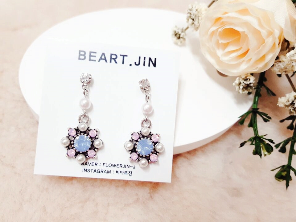 Pastel Pearl Flower Earrings Handmade Women Women&