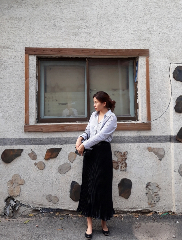 Autumn Stripe Cotton Navy Basic Pitch Women's S