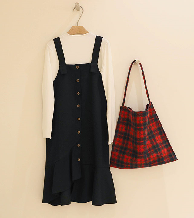 Wool Check Eco Bag Tartan Shoulder Bag - NJM1360 C