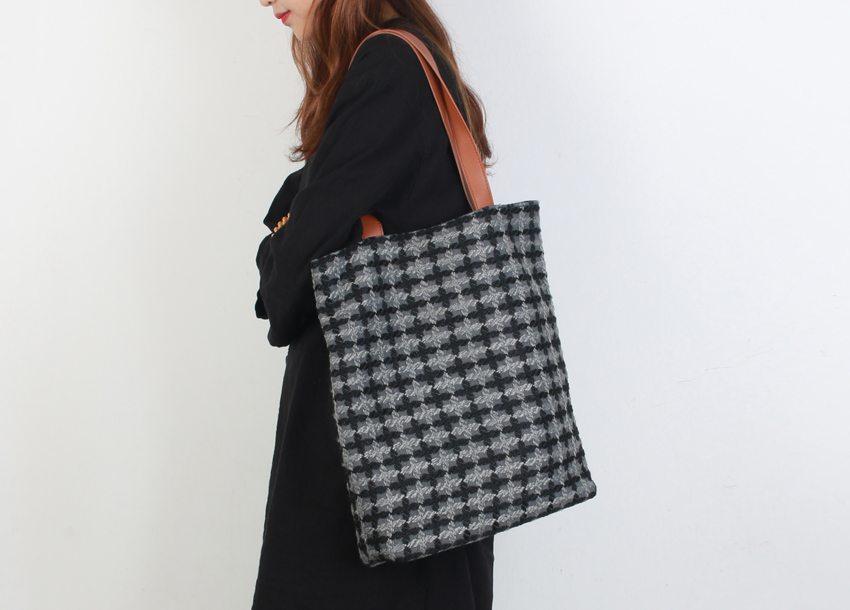Classic Check Pattern Eco Bag 2color Beautiful Emb