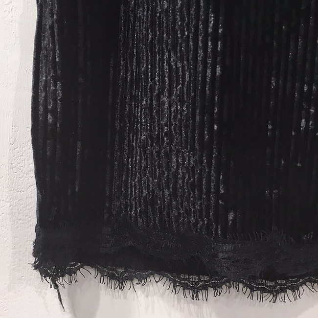 Velvet lace long skirt 2color