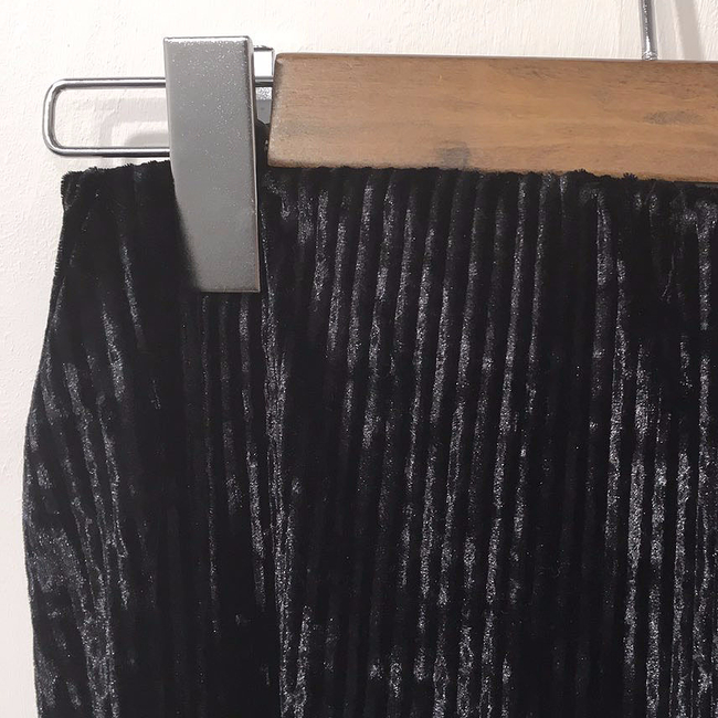 Velvet lace long skirt 2color