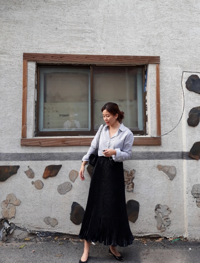 Autumn Stripe Cotton Navy Basic Pitch Women's S