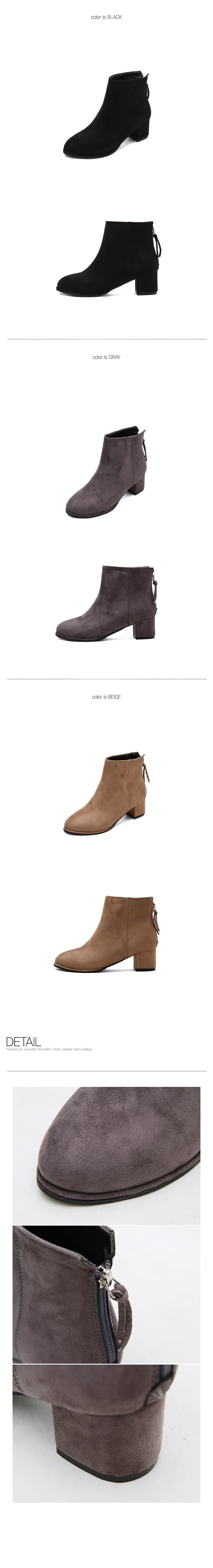 Suede Middle-heeled Angle Boots 5cm Ankle Rear Zip