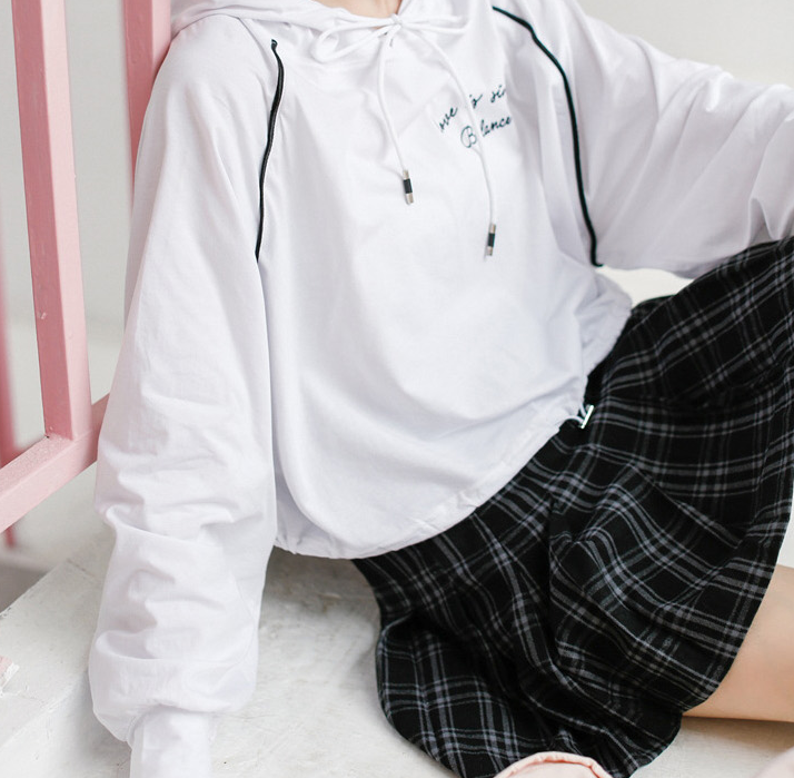 Check pattern A line mini skirt collar skirt patte