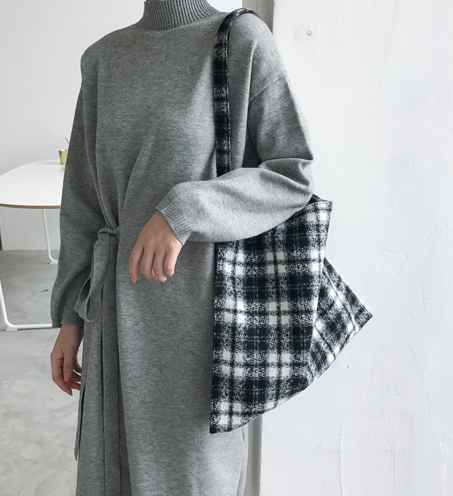 Wool Check Eco Bag Tartan Shoulder Bag - NJM1360 C