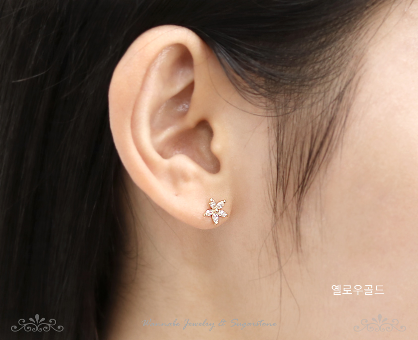 Flower Gold Pink Cubic 14k Earrings Sophisticated 