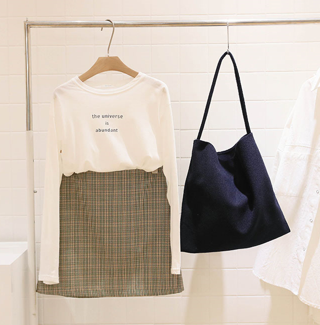 Wool Check Eco Bag Tartan Shoulder Bag - NJM1360 C