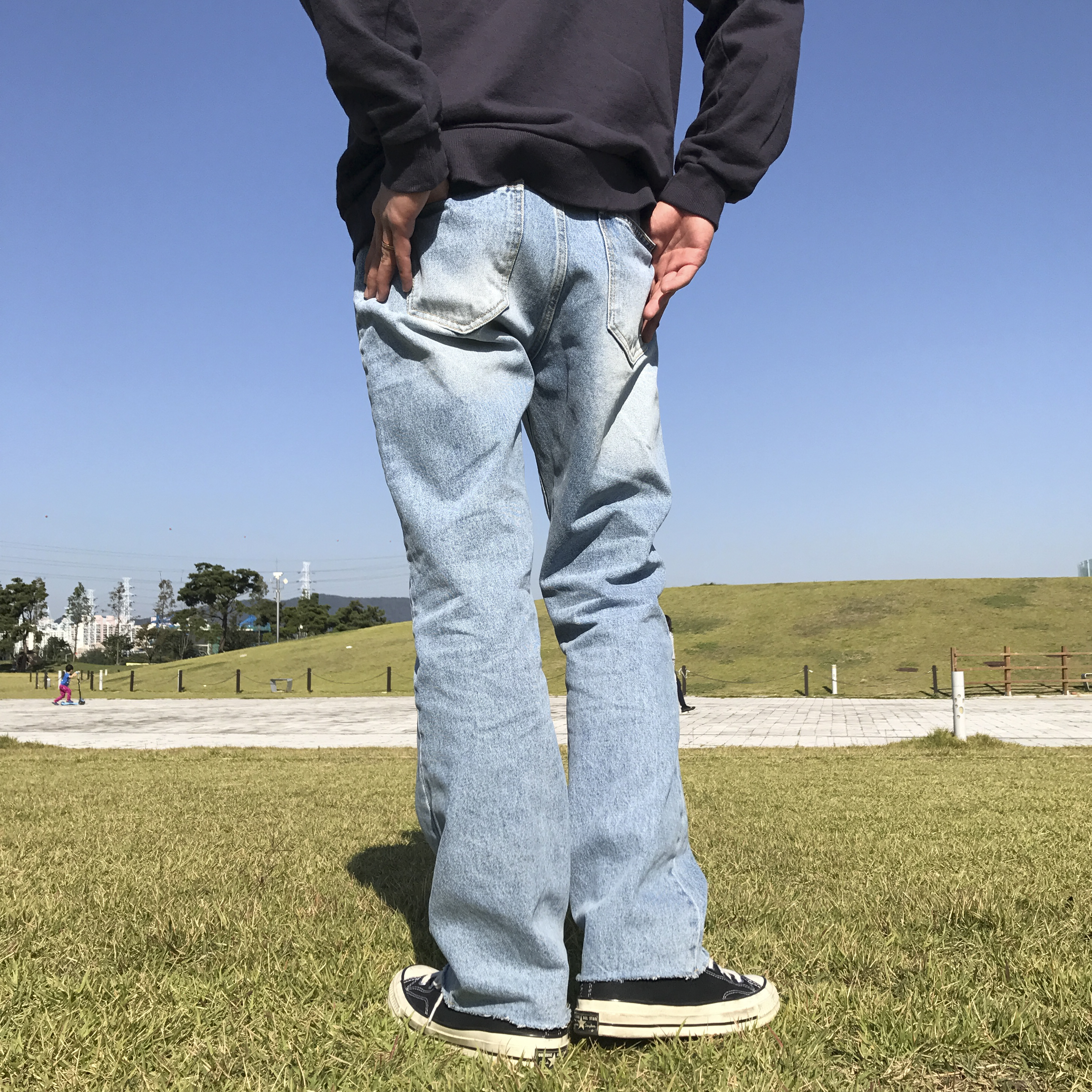 Korea Jeans Pants Bending Cutting Wide Jeans Men&#