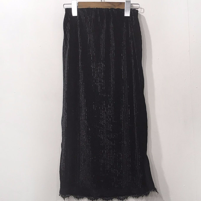 Velvet lace long skirt 2color