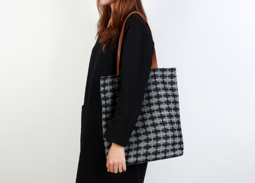 Classic Check Pattern Eco Bag 2color Beautiful Emb