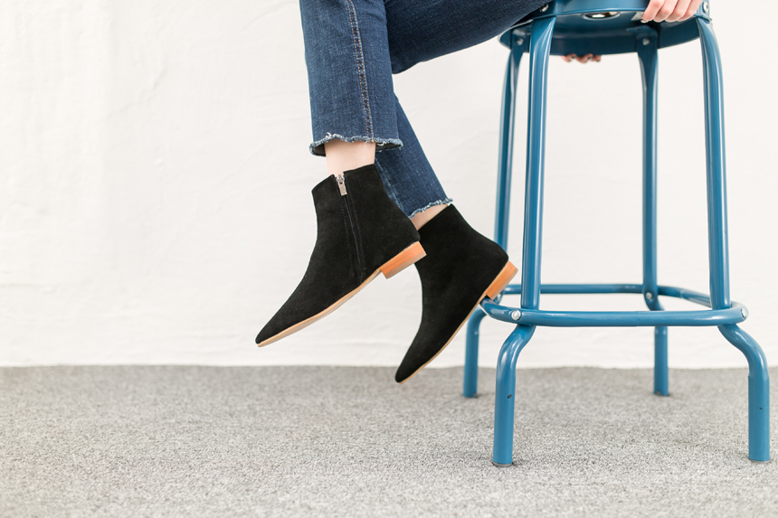 Cowhide Suede Ankle Boots 2.0cm Bonnie and Room Wo