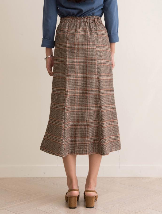 Fall Mermaid Check Long Skirt Pattern Skirt