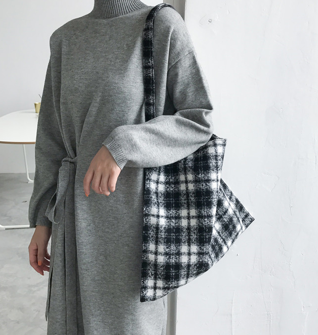 Wool Check Eco Bag Tartan Shoulder Bag - NJM1360 C