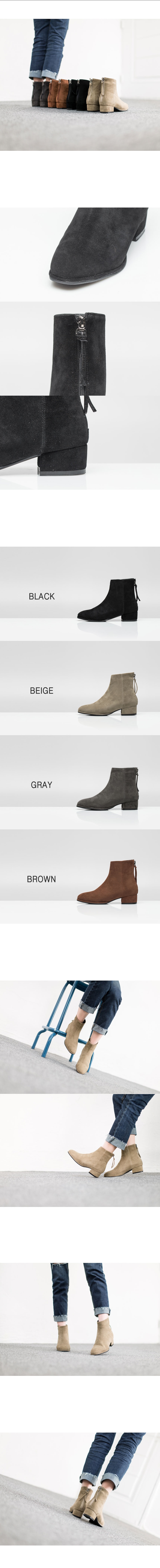 Suede Low Heel Angle Boots 3.5cm Tongue Middle Hee