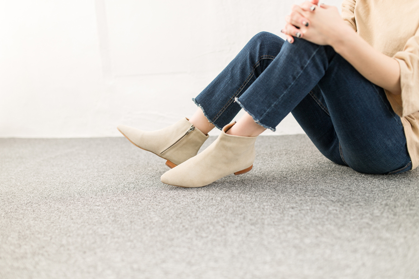 Cowhide Suede Ankle Boots 2.0cm Bonnie and Room Wo